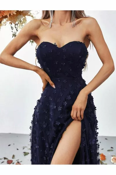 3D Daisy Abito da sera lungo senza spalline