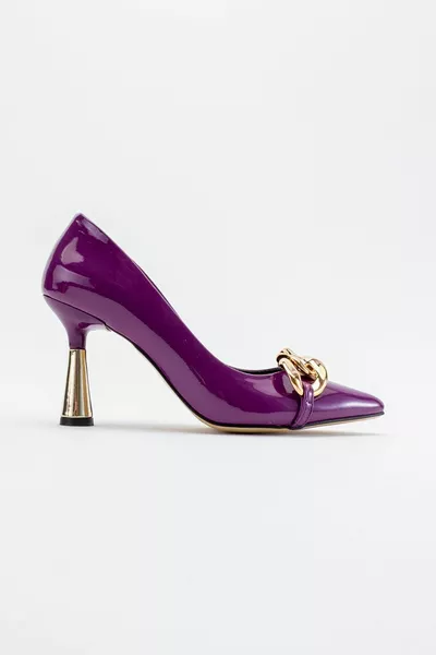 Women's Chain Heels Purple Patent Leather