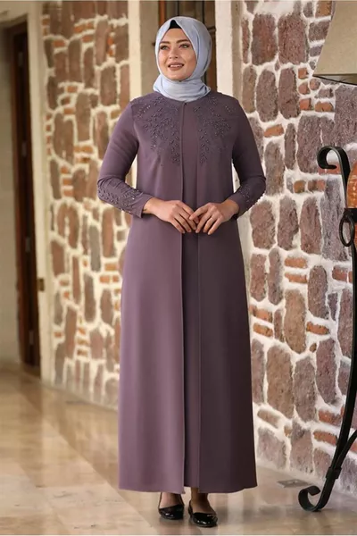 Vrouwen roze (gedroogde roos) kralen avondjurk T 