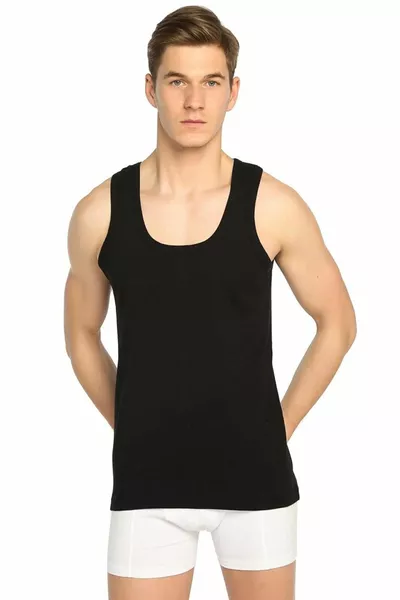 Pacco da 6 canottiere da uomo in costina % cotone - 