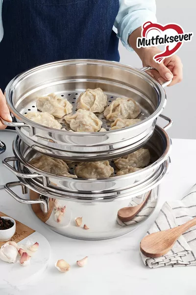 Kitchen-Lover Induction-Based Steel 2-Tier Steamer