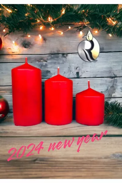 Ensemble spécial Nouvel An de 3 bougies cylindriques