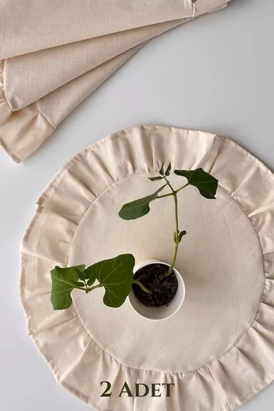 2-Piece Linen American Placemat with Ruffles Round 