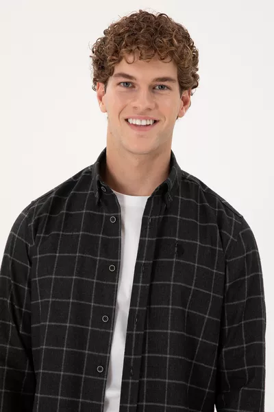 Мъжка черна риза с дълъг ръкав 