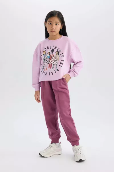 Girls' Basic Plain Jogger Sweatpants with Elastic Waist and Ankles WN