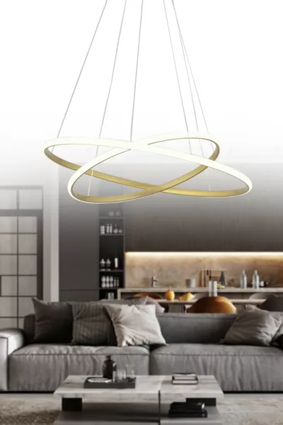 Бернардо  Большая Круглая Потертая Современная Люстра с Подвесом и Светодиодным Дневным Светом