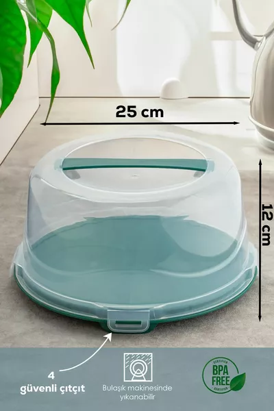  Round Cake Pastry Storage Container - Transport Dome with Locking Lid  cm
