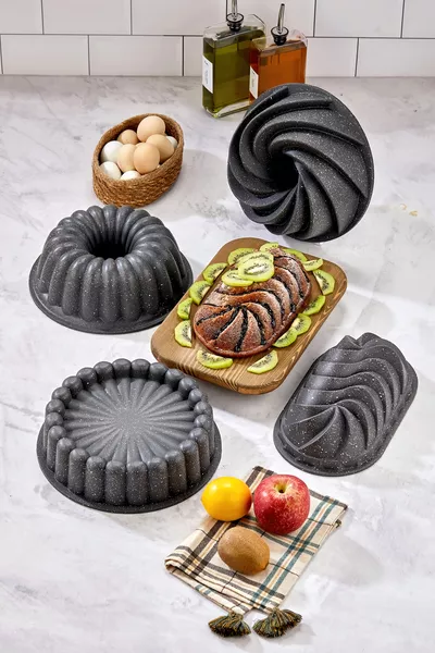 Set de 4 Moules à Gâteau Mega – Durable, Antiadhésif et Élégant - Gris