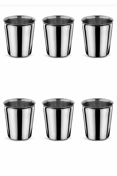 6 Adet Çelik Bardak , 6 Lı Krom Su Bardağı, ml Paslanmaz Kararmaz,