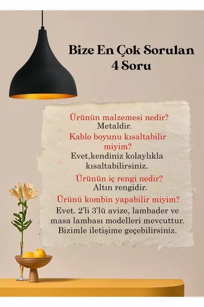 Dörtlü Uzun Siyah Sarkıt Avize Salon Yemek Masası Oturma Odası Toplantı Odası Avizeleri Antre