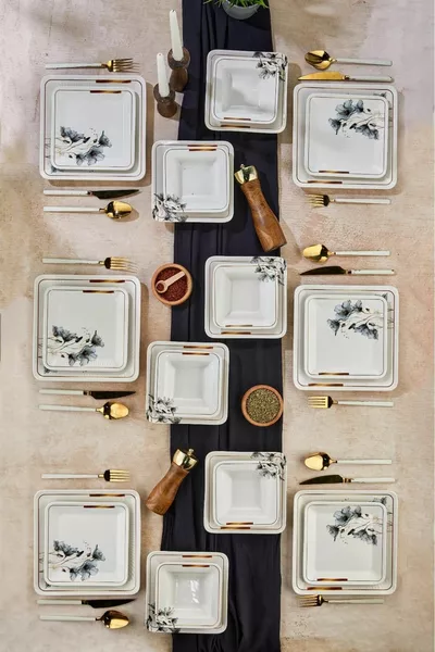 Роскошный керамический набор для еды Lotus с  предметами на 6 персон, комплект