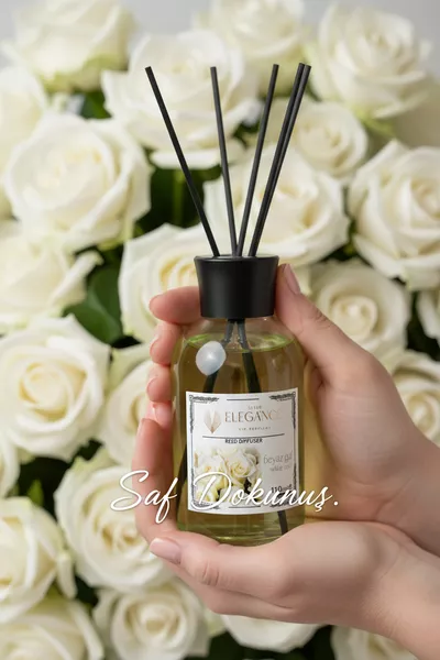 Weißer Rosen-Raumbedufter mit Bambusstäbchen ( ml)