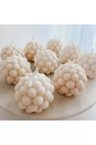 Set van 3 Decoratieve Vanillegeurige Bolkaarsen (MAAT: CM)