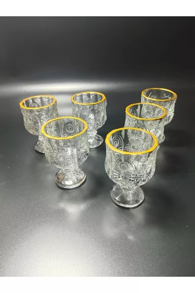 6 Adet Yaldızlı Kahve Yanı Su Bardağı