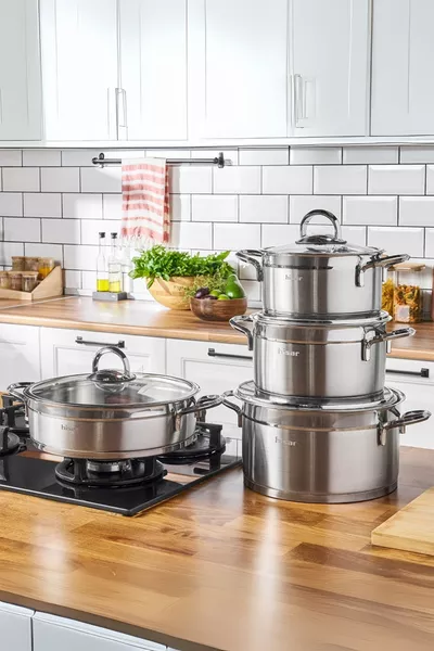 Orion Inductie-gebaseerde 8-delige stalen pannenset