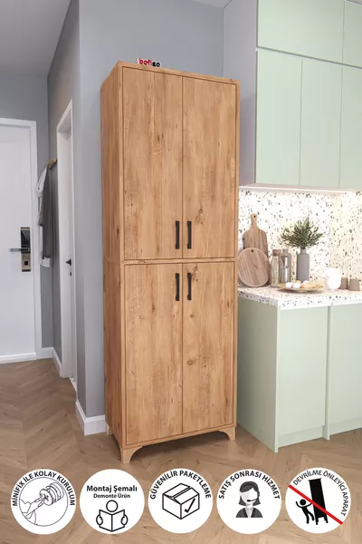 Многофункциональный шкаф с 4 дверцами и 6 отделениями, для ванной и кухни, Нехир Кем