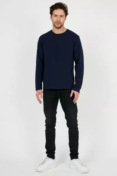 تي شيرت ليكرا بيسك أزرق داكن للرجال