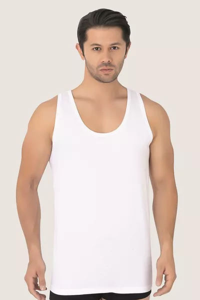 Canottiera da Uomo Bianca Pacco da 6 % Cotone Jersey Comoda e Taglio Normale Intimo