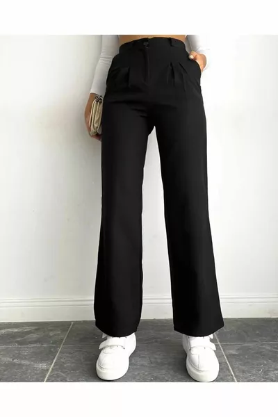 Pantaloni Palazzo Neri Plissettati da Donna