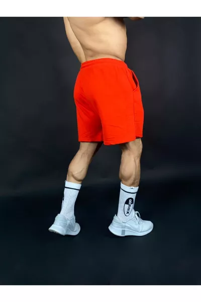 Shorts rouges pour homme à imprimé noir, coupe régulière avec poches