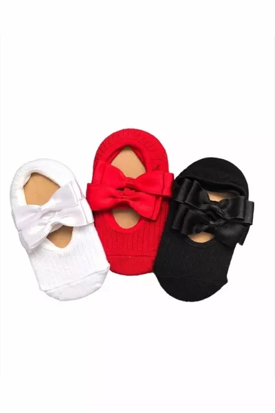 Chaussettes ballerines noires pour bébé fille, lot de 3