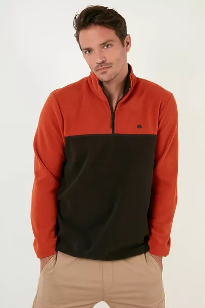 سترة رجالي مصنوعة من الفلانيل الاحتياطي الشتوي بسحاب و ياقة عالية، قياس عادي 