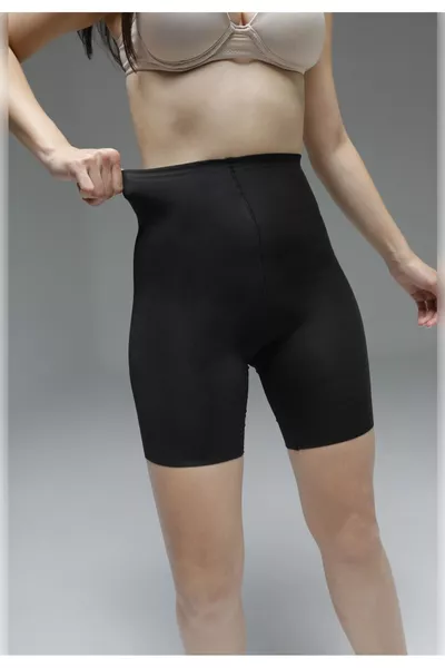 Anoky Model Slimming Stretch Laser-Cut Sports Corset Leggings Shorts Black Color