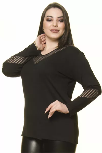 Plus Size Blouse with Sleeve Details 