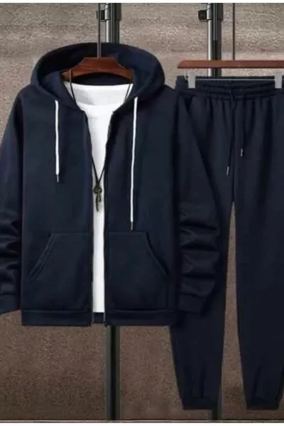 Unprinted Hooded Zippered Tracksuit
