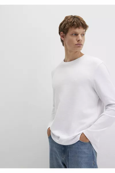 Long Sleeve White Basic T-Shirt Slim Fit / Slim Cut 