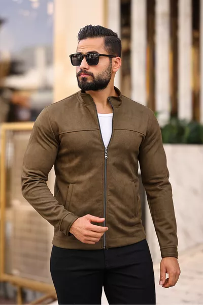 سترة رجالية رفيعة من الجلد المدبوغ للمواسم