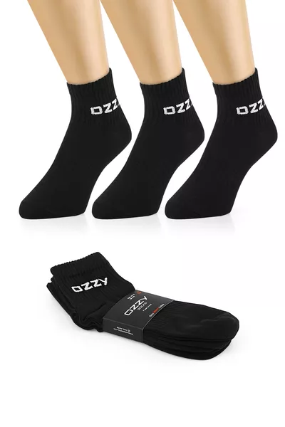 3 Çift Kısa Konçlu Tenis Spor Çorabı Siyah Paket