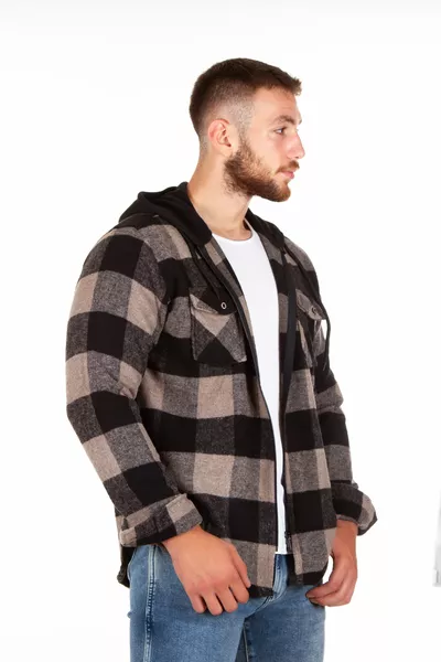 Unisex акрилна дървосекаческа риза с качулка и цип