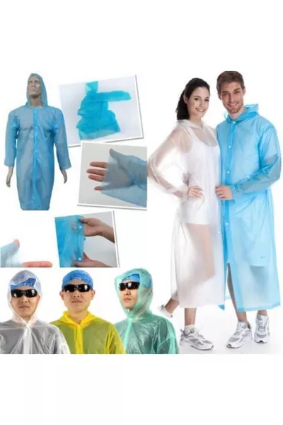 Impermeabile Monouso, Trasparente, Elegante Sopraveste Impermeabile, Rosa, Giallo, Viola