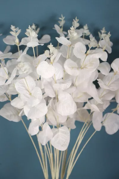 Изкуствено разклонено луксозно евкалиптово растение  Cm бяло