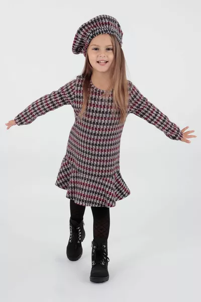 Kids Girls Dress with Hat and Ruffles Trend 