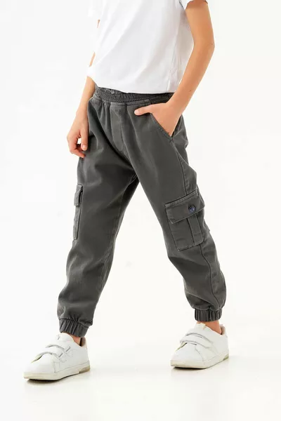 Lastikli Bel ve Paça Kargo Cepli Jogger Erkek Çocuk Pantolon