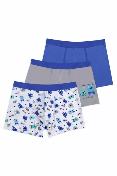 Boys' 3-Pack Cute Monster Print Boxer Shorts