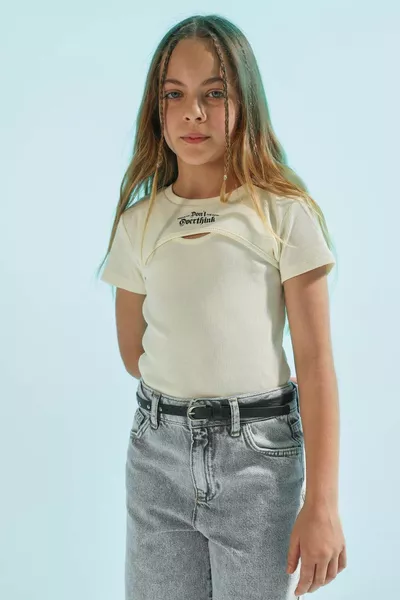 Girls' 2-Piece Set Ribbed Kaşkorse Bolero Tank Top SM