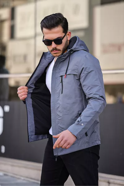 سترة رجالية موسمية جديدة بغطاء للرأس