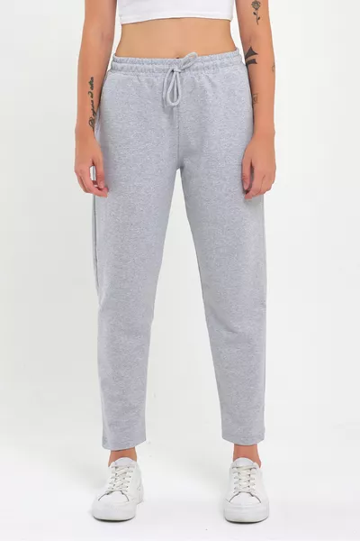 Pantalon de survêtement classique gris pour femme avec poches