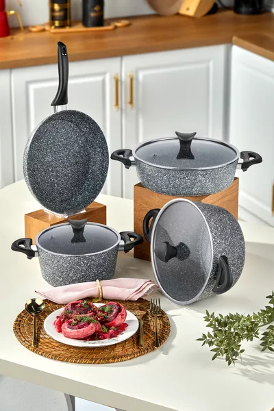 Set di Pentole in Granito 7 Pezzi Mastercook Grigio
