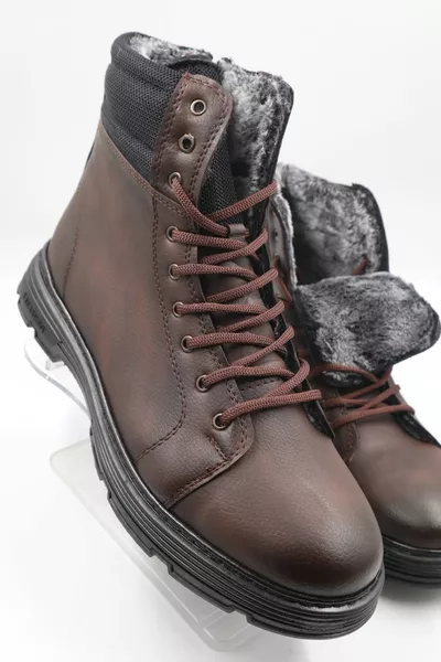 الرجال الشتاء الفراء سستة الباردة مقاومة الأحذية البريدية عارضة