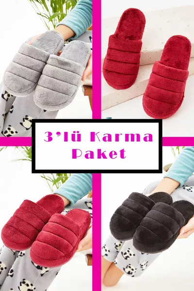 3 حزمة منزل النعال المهر النعال الشتاء النعال لا يجعل الضوضاء خفيفة الوزن الوحيد