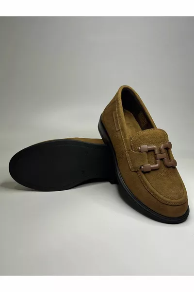 حقيقي Nubuck الجلود مشبك أحذية متسكع مفصلة