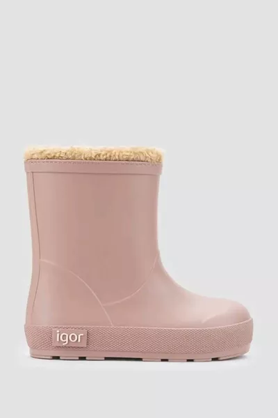 Детски дъждовни ботуши бежови с козина отвътре