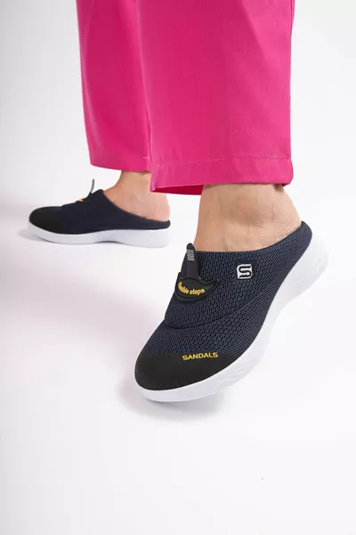 Dames Antislip Dunne Zool Orthopedisch Mesh Sabo Arts Nurse Hospital Cook Slippers  Marineblauw