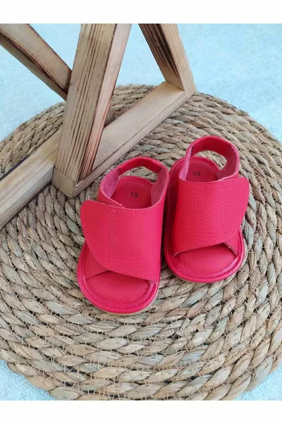 Unisex-Modell Babysandalen aus echtem Leder mit rutschfester Sohle