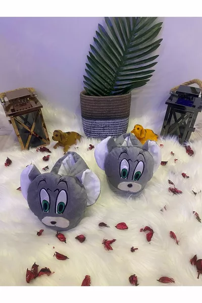 باندوف لطيف القط توم وجيري أحسب الشتاء للجنسين مريحة لينة منزل النعال باندوف