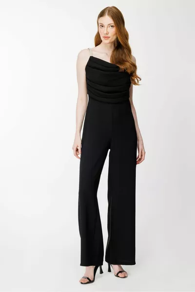 Dressed Evening Dress Jumpsuit - BLACK